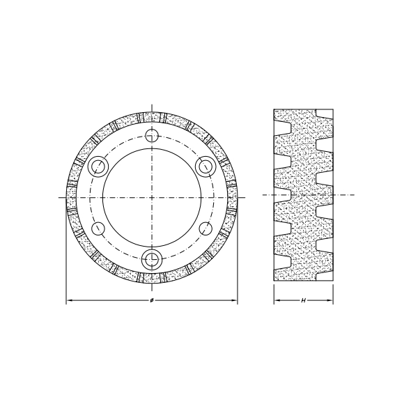 SC03111 SUPER DUTY STUBBING WHEEL H30 - Ø50 3 Hole Ø14 Flange