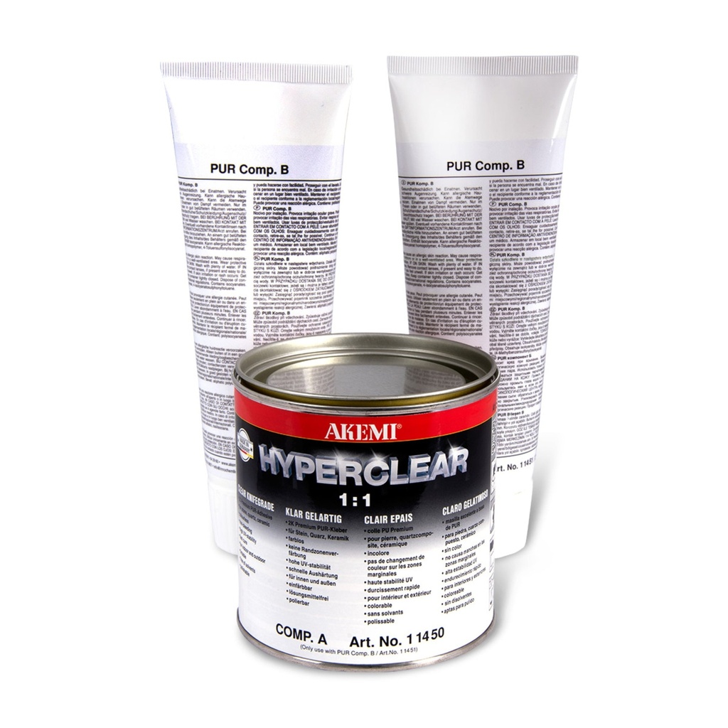 Akemi Hyperclear - Ultra Strong Clear Urethane Adhesive (Gel-like, 2-Component, Quart)