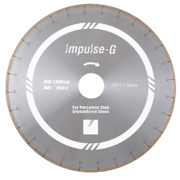 Impulse-G 16" x 3.0 x 7 x 60 Bridge Saw Blade for Porcelain Slab, Crystallized Glass