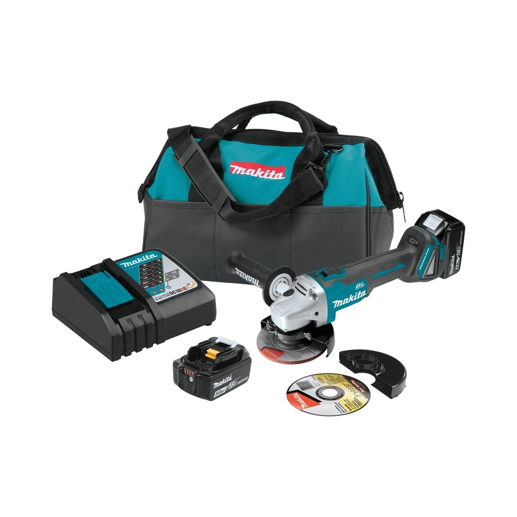 MAKITA XAG04T 18V LXT® Lithium‑Ion Brushless Cordless 4‑1/2” - 5" Cut‑Off Angle Grinder Kit (5.0Ah)