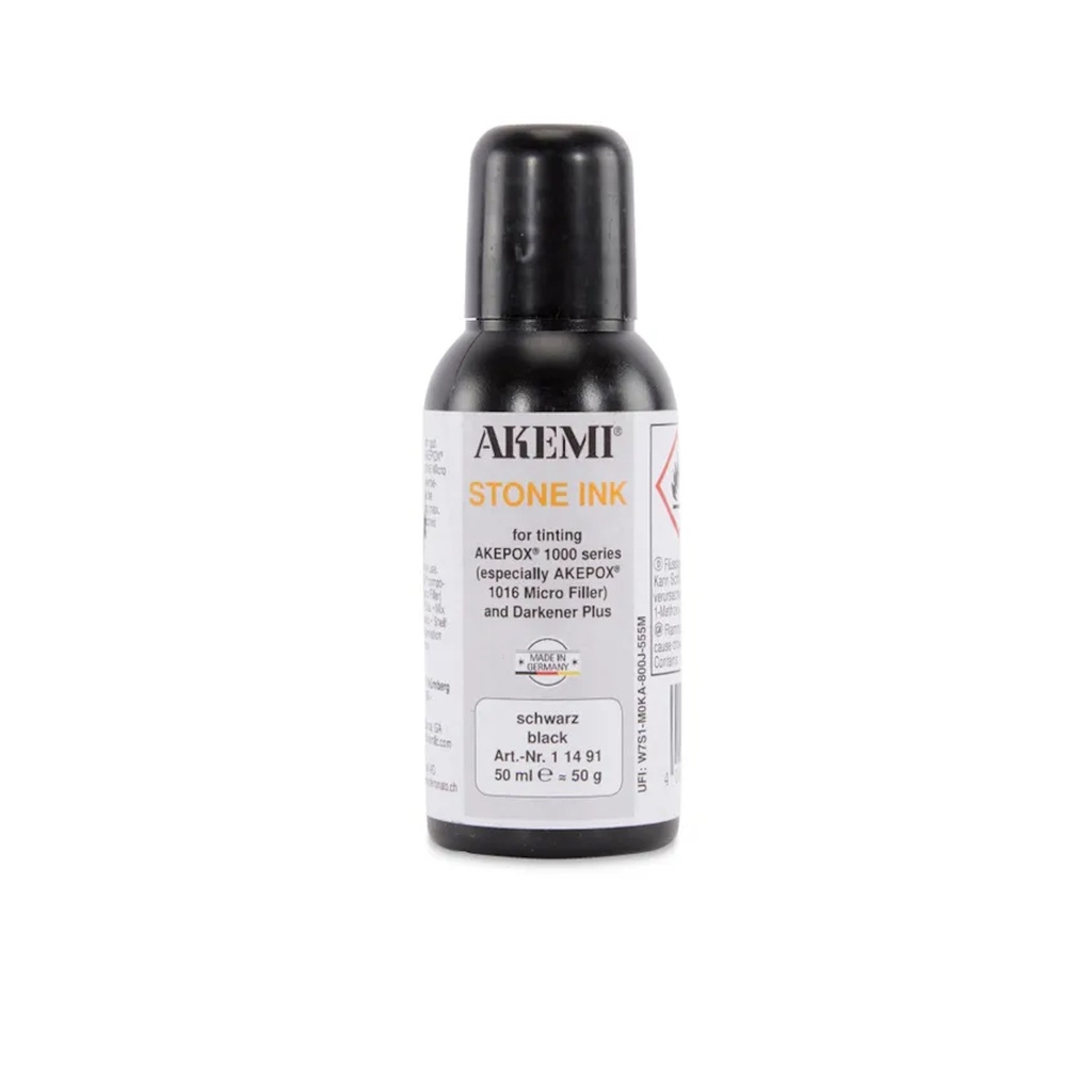 Akemi Stone Ink Extra Liquid Black - Solvent-Based Dyestuff Solution for AKEPOX® 1000-Series (50 mL, Concentrate)