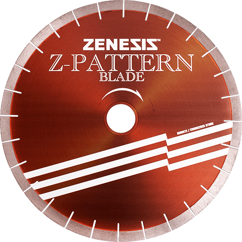 ZENESIS Z-Pattern Bridge Saw Blade - 16" - 50/60 Arbor , for CNC and Robotic Stone Saws