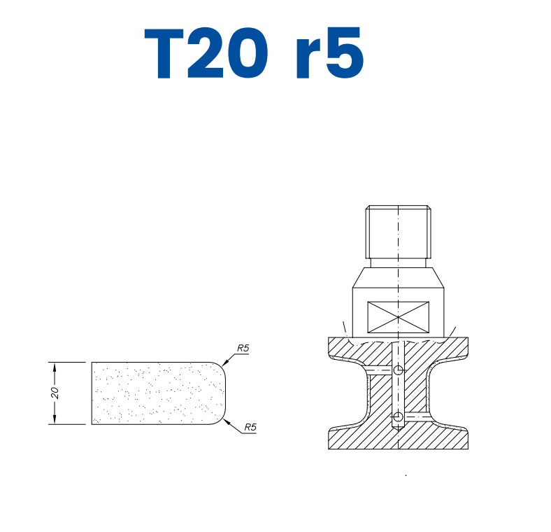 SCE23080 LINE 20 30mm Eased Top & Bottom r5 Profile T20 r5 Position 3 EHS EHS Kit (all materials, high speed)