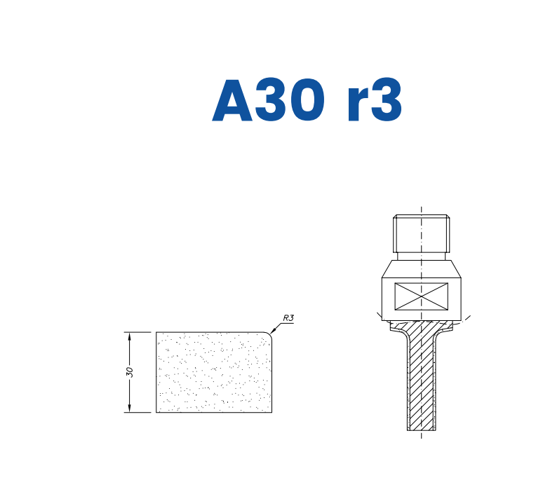 SC28264 LINE 10 30mm r3 Eased Edge Profile A30 r3 Position 2 Electroplated Electroplated Kit (soft materials, marble)