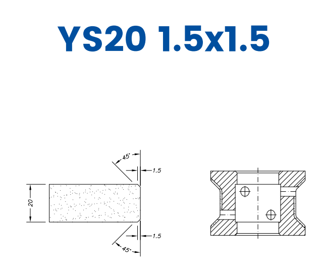 SCE43D028 20mm Double Chamfer 1.5x1.5 Line 40 - (Bore 22 Fitting) Profile YS20 1.5x1.5 EHS Position 3 EHS Kit (all materials, high speed)