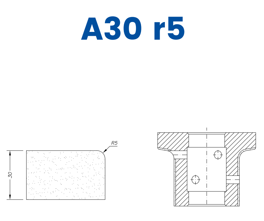 SC42005 30mm r5 Eased Edge Line 40 - (Bore 22 Fitting) Profile A30 r5 Zenith Position 2 Standard Kit (all materials)