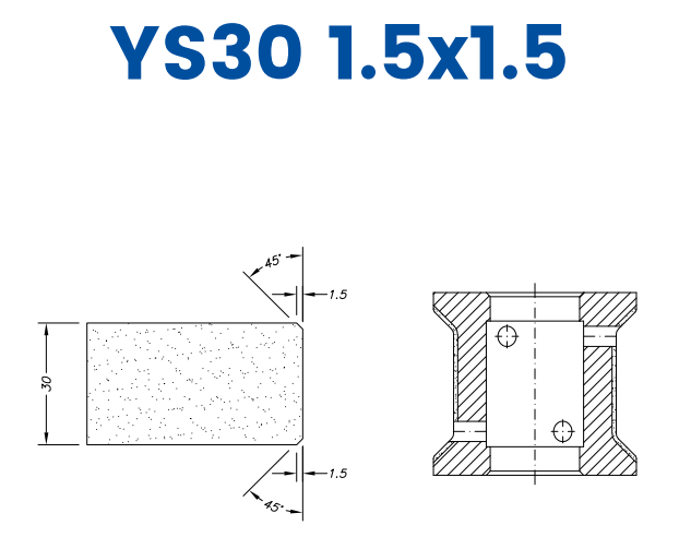 SC4XD445 30mm Double Chamfer 2x2 Line 40 - (Bore 22 Fitting) Profiles YS30 1.5x1.5 XtraFine Position 3X Standard Kit (all materials)