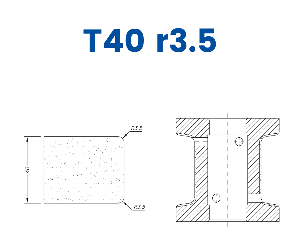 SC47117 40mm Eased Top & Bottom r3.5 Line 40 - (Bore 22 Fitting) Profile T40 r3.5 Position 1 Electroplated Electroplated Kit (soft materials, marble)