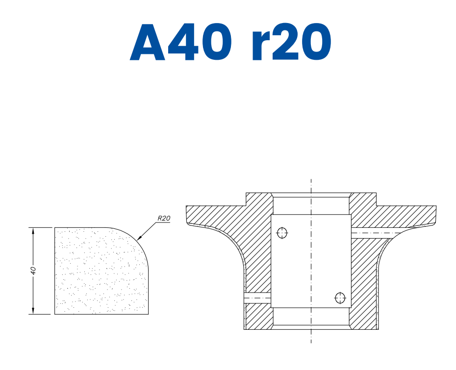 SCE62021 40mm Half Bullnose Line 60 - (Bore 35 Fitting) Profile A40 r20 EHS Position 2 EHS Kit (all materials, high speed)