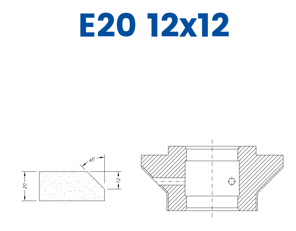 SCE63045 20mm 2/3 Bevel Line 60 - (Bore 35 Fitting) Profile E20 12x12 EHS Position 3 EHS Kit (all materials, high speed)