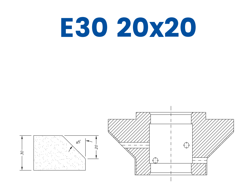 SCE62046 30mm 2/3 Bevel Line 60 - (Bore 35 Fitting) Profile E30 20x20 EHS Position 2 EHS Kit (all materials, high speed)