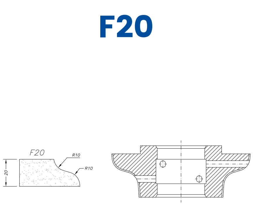 SCE61049 20mm Ogee Line 60 - (Bore 35 Fitting) Profile F20 EHS Position 1 EHS Kit (all materials, high speed)