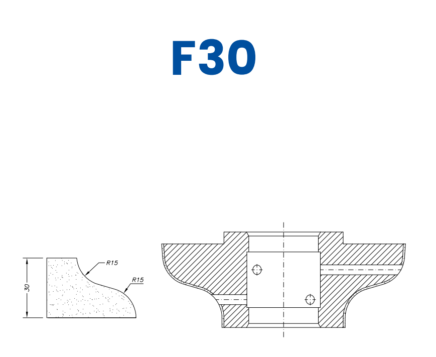 SCE63050 30mm Ogee Line 60 - (Bore 35 Fitting) Profile F30 EHS Position 3 EHS Kit (all materials, high speed)