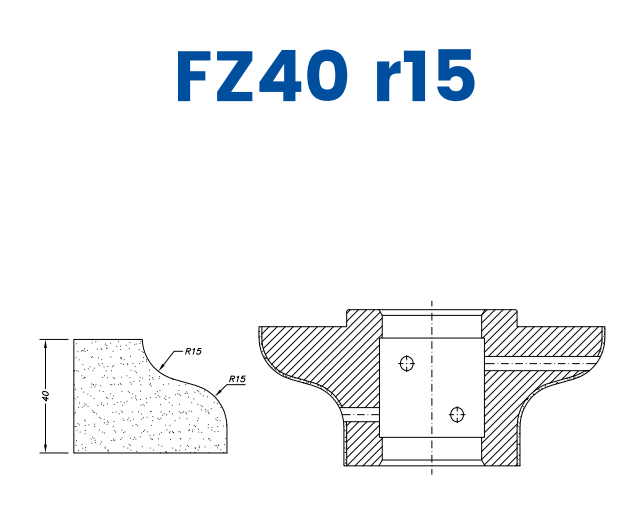 SCE62076 40mm Ogee Flat Line 60 - (Bore 35 Fitting) Profile FZ40 r15 EHS Position 2 EHS Kit (all materials, high speed)