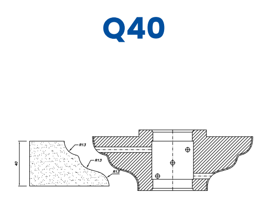 SCE63079 40mm Cove Ogee Line 60 - (Bore 35 Fitting) Profile Q40 EHS Position 3 EHS Kit (all materials, high speed)