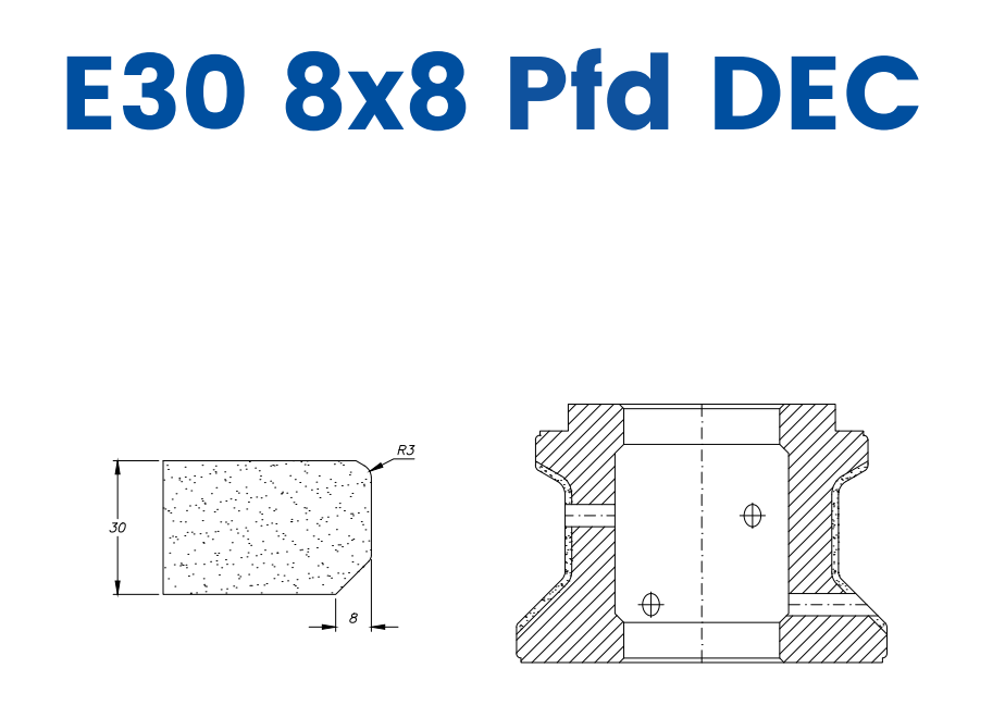 SC61D419 30mm Closed 1/3 Bevel Line 60 - (Bore 35 Fitting) Profile E30 8x8 PFD DEC Zenith Position 1 Standard Kit (all materials)
