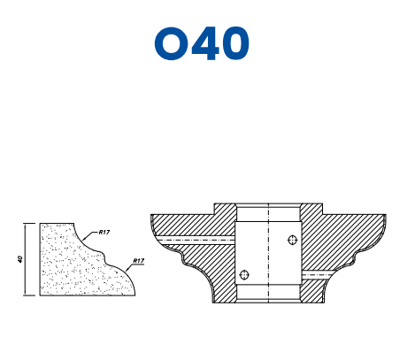 SC62072 40mm Cove Dupont Line 60 - (Bore 35 Fitting) Profile O40 Zenith Position 2 Standard Kit (all materials)