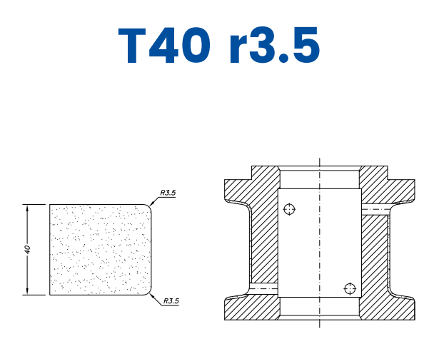SC6X117 40mm Eased Top & Bottom r3.5 Line 60 - (Bore 35 Fitting) Profile T40 r3.5 XtraFine Position 3X Standard Kit (all materials)
