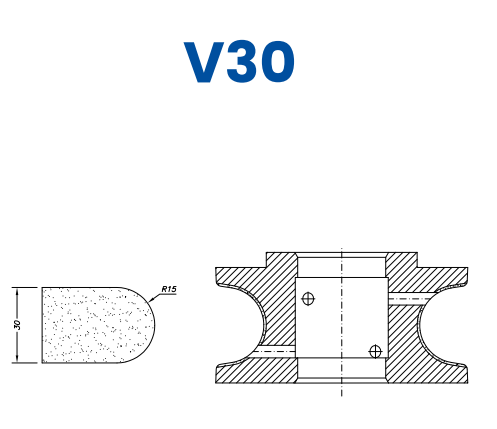 SC62088 30mm Full Bullnose Line 60 - (Bore 35 Fitting) Profile V30 Zenith Position 2 Standard Kit (all materials)