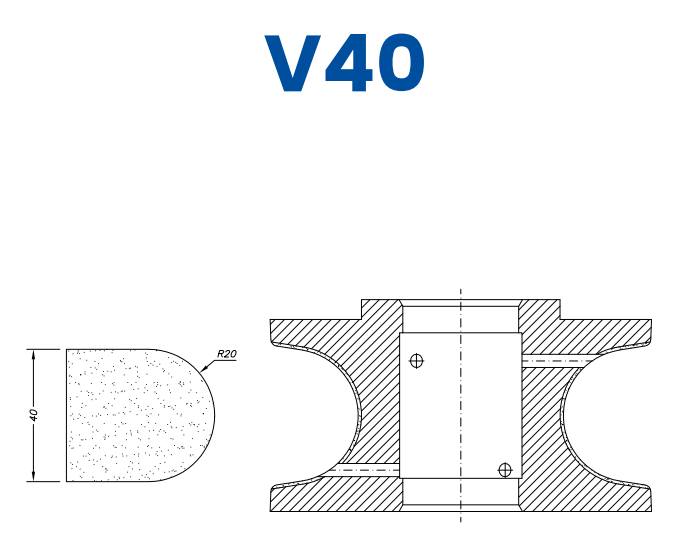 SC6X090 40mm Full Bullnose Line 60 - (Bore 35 Fitting) Profile V40 XtraFine Position 3X Standard Kit (all materials)