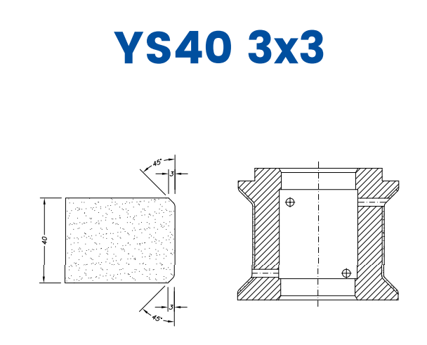 SC6X124 40mm Double Chamfer 3x3 Line 60 - (Bore 35 Fitting) Profile YS40 3x3 XtraFine Position 3X Standard Kit (all materials)