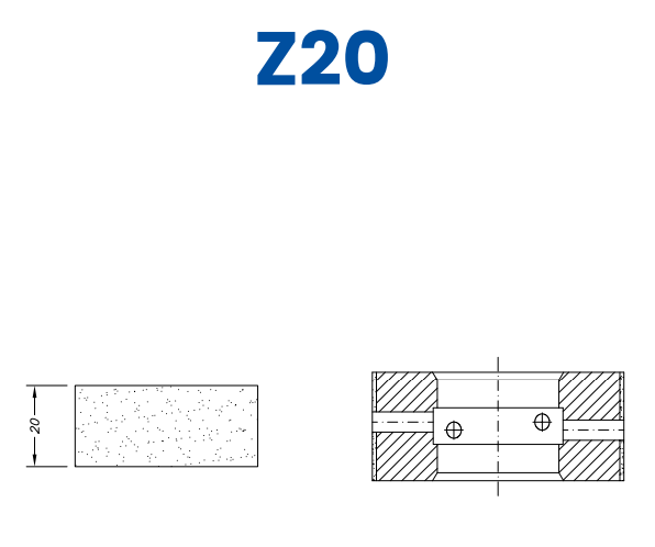 SC6X033 20mm Flat Edge Line 60 - (Bore 35 Fitting) Profile Z20 XtraFine Position 3X Standard Kit (all materials)