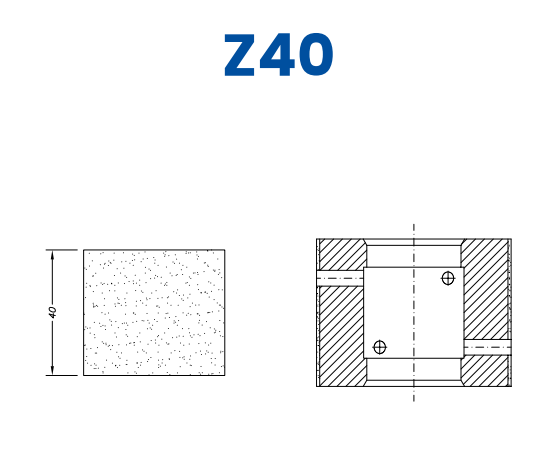 SC62035 40mm Flat Edge Line 60 - (Bore 35 Fitting) Profile Z40 Zenith Position 2 Standard Kit (all materials)