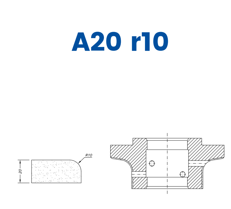 SC68002 20mm Half Bullnose Line 60 - (Bore 35 Fitting) Profile A20 r10 Electroplated Position 2 Electroplated Kit (soft materials, marble)