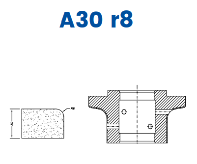 SC67007 30mm r8 Eased Edge (¼ Radius) Line 60 - (Bore 35 Fitting) Profile A30 r8 Electroplated Position 1 Electroplated Kit (soft materials, marble)