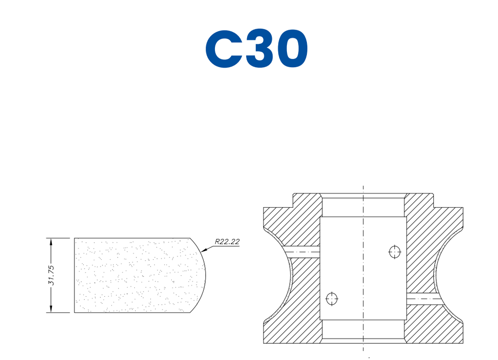 SC67089 30mm Pencil/Crescent Line 60 - (Bore 35 Fitting) Profile C30 Electroplated Position 1 Electroplated Kit (soft materials, marble)