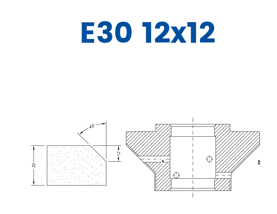 SC67D062 30mm 1/3 Bevel Line 60 - (Bore 35 Fitting) Profile E30 12x12 Electroplated Position 1 Electroplated Kit (soft materials, marble)