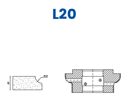 SC67064 20mm Cove (r10) Line 60 - (Bore 35 Fitting) Profile L20 Electroplated Position 1 Electroplated Kit (soft materials, marble)