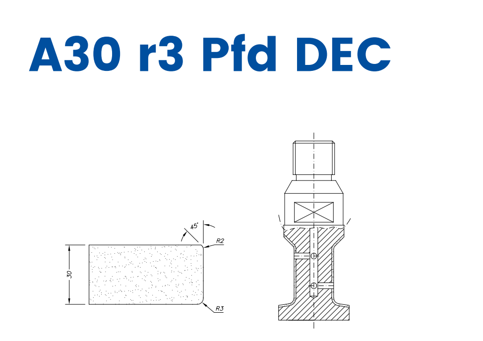 Marmo Elettromeccanica SC26339 LINE 20 30mm r3 Eased Edge Polished Face Down DEC Profile A30 r3 PFD DEC Position 6 Longlife+ EHS Kit (all materials, high speed)