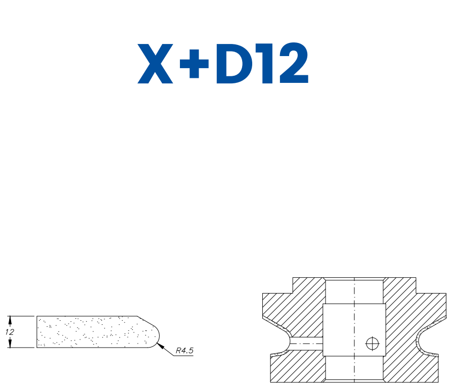 Marmo Elettromeccanica SC43110 12mm Knoll/Sharknose Line 40 - (Bore 22 Fitting) Profile X+D12 BiPower Position 3 Standard Kit (all materials)