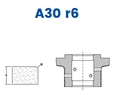 Marmo Elettromeccanica SCE63006 30mm r6 Eased Edge (⅕ Radius) Line 60 - (Bore 35 Fitting) Profile A30 r6 EHS Position 3 EHS Kit (all materials, high speed)