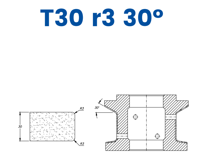 SCE63D422 30mm Eased Top & Bottom r3 (30° Ramp) Line 60 - (Bore 35 Fitting) Profile T30 r3 30° EHS Position 3 EHS Kit (all materials, high speed)