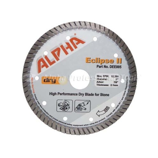 [DEE005] Alpha Eclipse ll High Performance Dry Blade for Stone (5" Diameter, 7/8" Arbor)