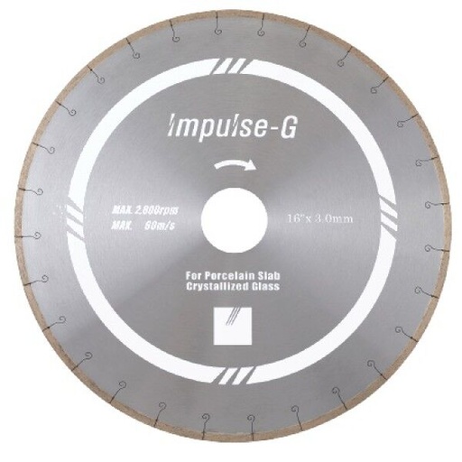 [GBL16D] Impulse-G 16" x 3.0 x 7 x 60 Bridge Saw Blade for Porcelain Slab, Crystallized Glass