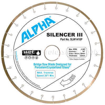 [SLW1610P] Alpha 16" Silencer III Premium Bridge Saw Blade for Porcelain Slab and Crystallized Glass