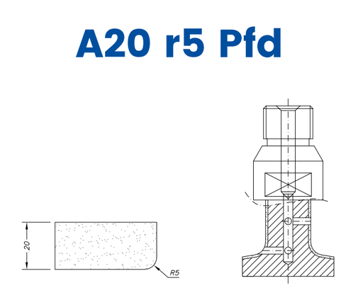 [SCE23320] SCE23320 LINE 20 20mm r5 Eased Edge Polished Face Down (¼ Radius) Profile A20 r5 PFD Position 3 EHS EHS Kit (all materials, high speed)
