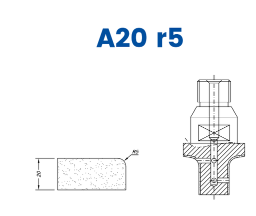 [SCE21D523] SCE21D523 LINE 20 20mm r5 Eased Edge DEC Profile A20 r5 DEC Position 1 EHS EHS Kit (all materials, high speed)