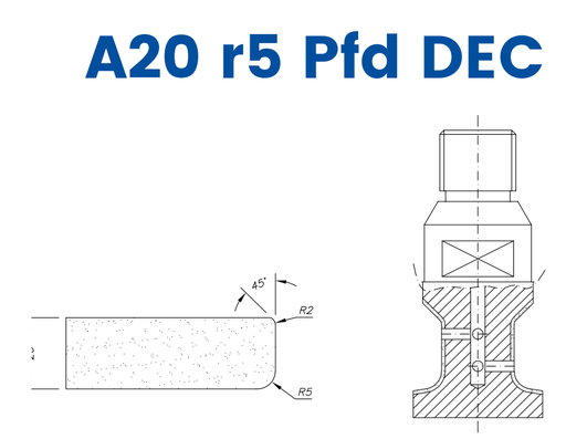 [SCE21321] SCE21321 LINE 20 20mm r5 Eased Edge Polished Face Down DEC Profile A20 r5 PFD DEC Position 1 EHS EHS Kit (all materials, high speed)
