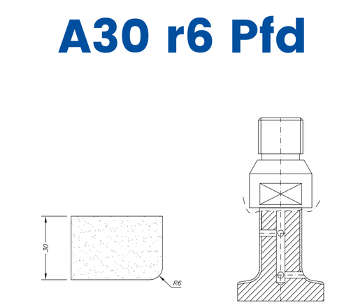 [SCE21013] SCE21013 LINE 20 30mm r6 Eased Edge Polished Face Down Profile A30 r6 Pfd Position 1 EHS EHS Kit (all materials, high speed)