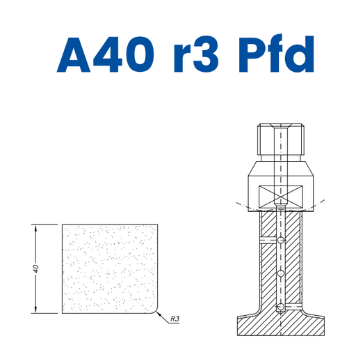 [SCE23245] SCE23245 LINE 20 40mm r3 Eased Edge Polished Face Down Profile A40 r3 Pfd Position 3 EHS EHS Kit (all materials, high speed)