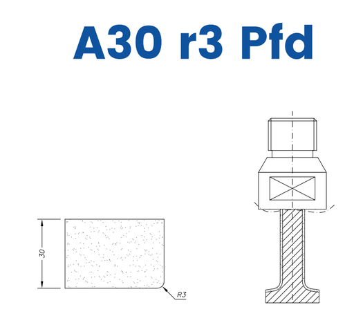 [SC27364] SC27364 LINE 10 30mm r3 Eased Edge Polished Face Down Profile A30 r3 Pfd Position 1 Electroplated Electroplated Kit (soft materials, marble)