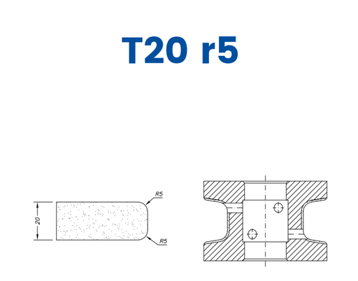 [SCE43080] SCE43080 30mm Eased Top & Bottom r5 Line 40 - (Bore 22 Fitting) Profile T20 r5 EHS Position 3 EHS Kit (all materials, high speed)
