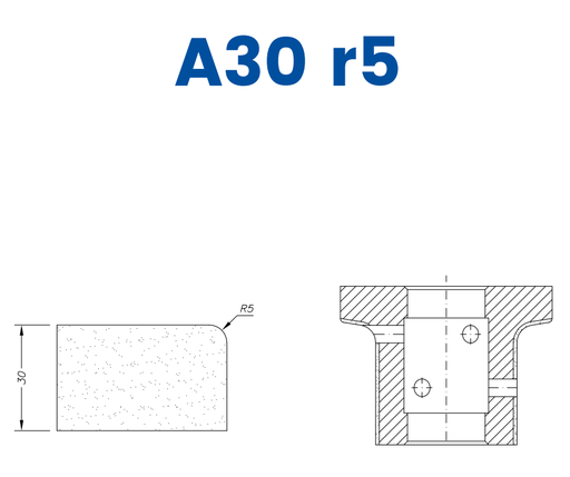 [SC4X005] SC4X005 30mm r5 Eased Edge Line 40 - (Bore 22 Fitting) Profiles A30 r5 XtraFine Position 3X Standard Kit (all materials)