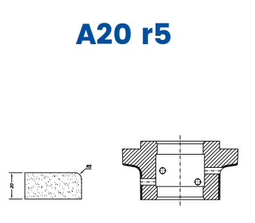 [SCE62001] SCE62001 20mm r5 Eased Edge (¼ radius) Line 60 - (Bore 35 Fitting) Profile A20 r5 EHS Position 2 EHS Kit (all materials, high speed)