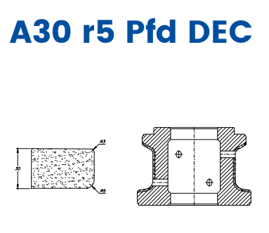 [SCE63199] SCE63199 30mm r5 Closed Eased Edge (⅙ Radius) Line 60 - (Bore 35 Fitting) Profile A30 r5 PFD DEC EHS Position 3 EHS Kit (all materials, high speed)