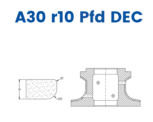 [SCE63196] SCE63196 30mm r10 Closed Round Edge (⅓ Radius) Line 60 - (Bore 35 Fitting) Profile A30 r10 PFD DEC EHS Position 3 EHS Kit (all materials, high speed)